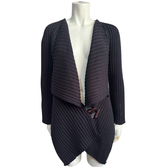 ANGEL II Asymmetrical Ribbed Cardigan - Italian Yarn - Women’s Medium - Picture 4 of 12